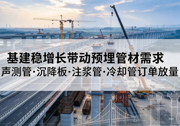 安宁基建稳增长带动预埋监测管材需求，声测管、沉降板、注浆管订单持续放量